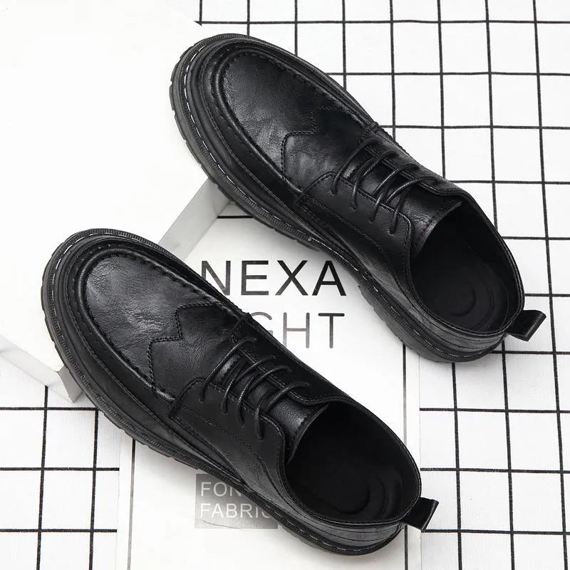 Summer Leather Shoes Male Business Dress Casual Men's Shoes Youth Breathable Black Small Leather Shoes