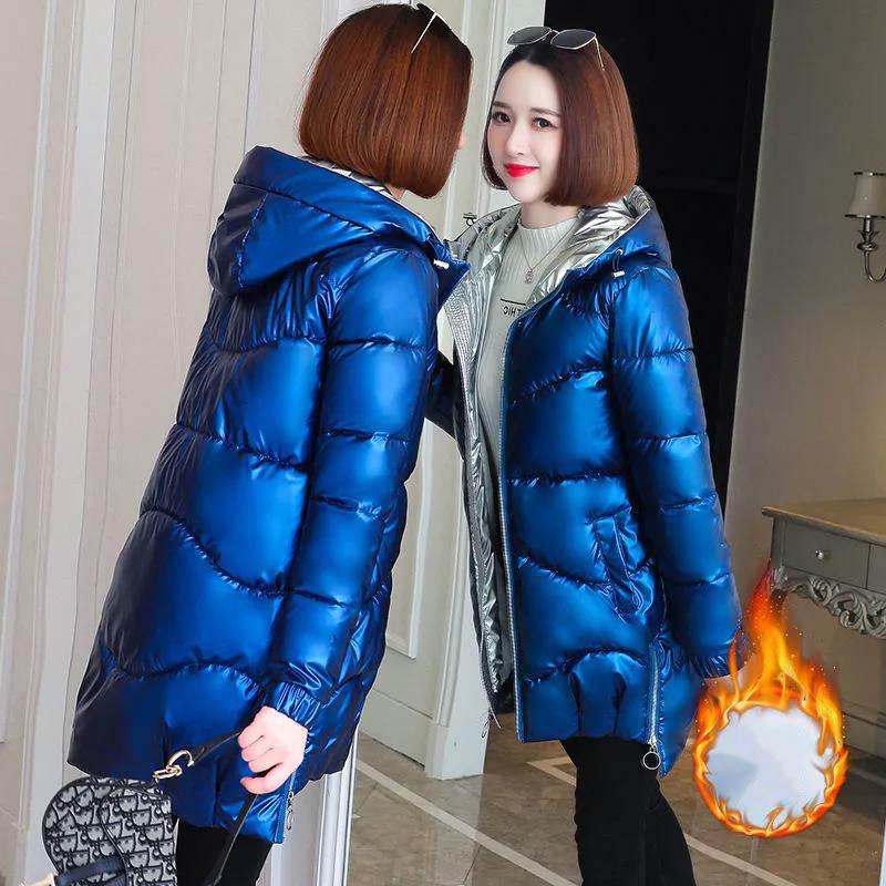 WTEMPO Women's Cotton-padded Jacket Mid-length Winter Loose Colorful Hooded Down Jacket