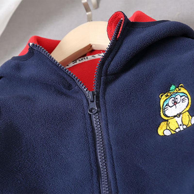 Boys' Spring and Autumn Jackets Children's Autumn Baby Fleece Small and Medium-sized Children's Plus Fleece Hooded Sweater