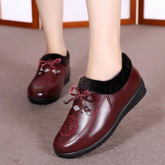 Women's Winter Cotton Shoes Plus Velvet Thick Warm Shoes Soft Bottom Non-slip Mother Shoes