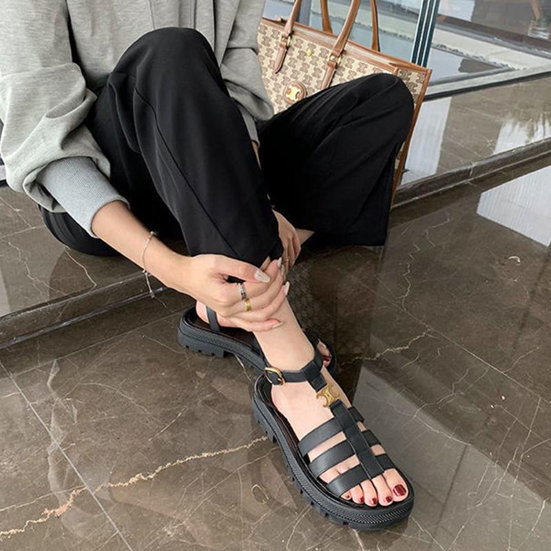 Sandals Women's Summer Flat Bottom High-end Retro Thick Bottom Ladies Sports Woven Sandals