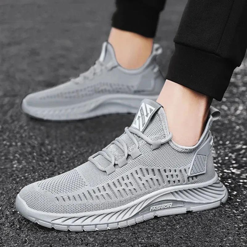 Summer Men's Shoes Trendy Mesh Fly Woven Thin Breathable Net Shoes Men's Casual Sports Shoes