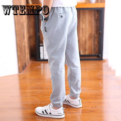 Brand Pants Kids Girls Spring Cotton Linen Long Pants Fashion Flower Bloomers Trousers