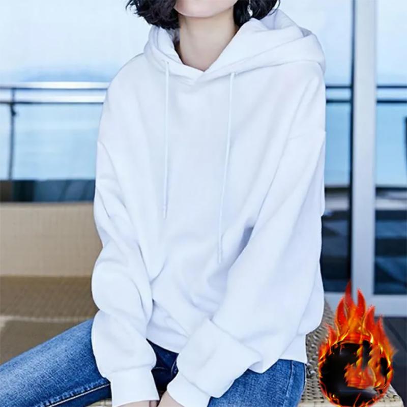 Women's Cotton Autumn and Winter Hooded Sweater Loose and Versatile Korean Style Plus Velvet Padded Jacket