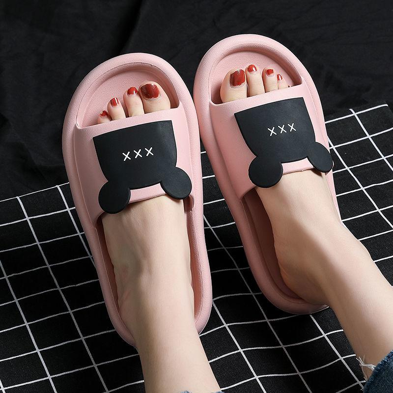 WTEMPO Slippers Women External Wear Cartoon Thick Bottom Soft Like Bread Lightweight  Non-slip Beach Bedroom Home Bathroom