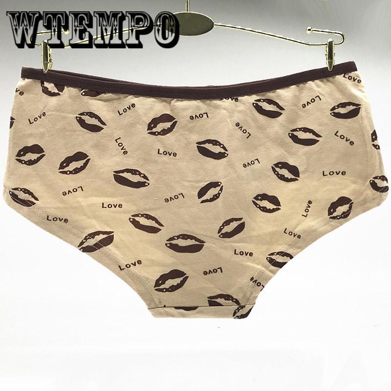 6 Pcs/Lot Funny Cartoon Prints Lady Panties Women Underwear Cute lipsbreathable Briefs