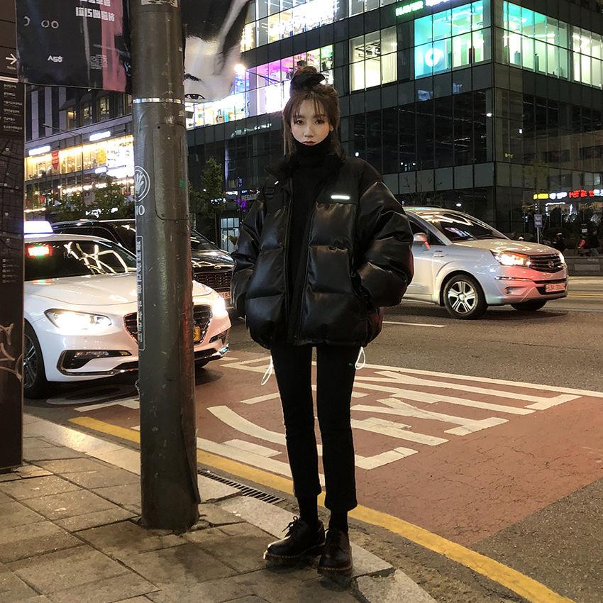 Winter Korean Version of Loose and Versatile Stitching Down Cotton Padded Jacket Female Students Warm Padded Jacket Trend