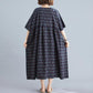 WTEMPO Plus Size Ladies Dress Summer 1/2 Sleeve Round Neck Casual Mid-calf Length