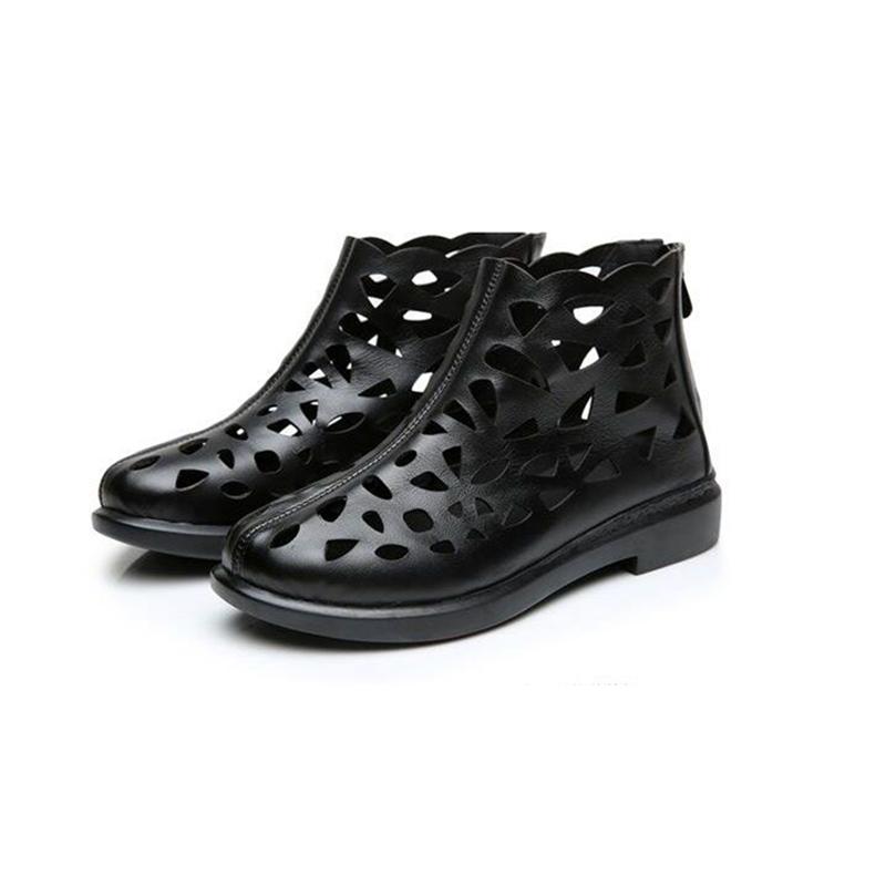 Sandals Women's Soft Leather Hollow Women's Sandal Boots Single Boots Flat Ankle Boots Hole Boots Hollow Martin Boots