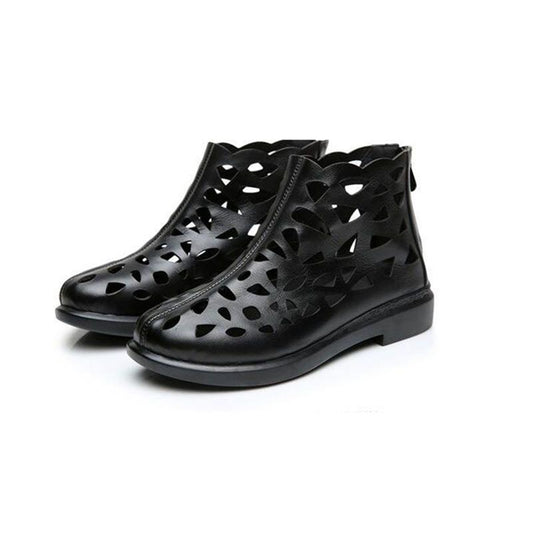 Sandals Women's Soft Leather Hollow Women's Sandal Boots Single Boots Flat Ankle Boots Hole Boots Hollow Martin Boots