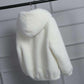 Fall/winter Hooded Pocket Sweater Loose Long-sleeved Furry Coat Solid Color Zipper Non-fading Top