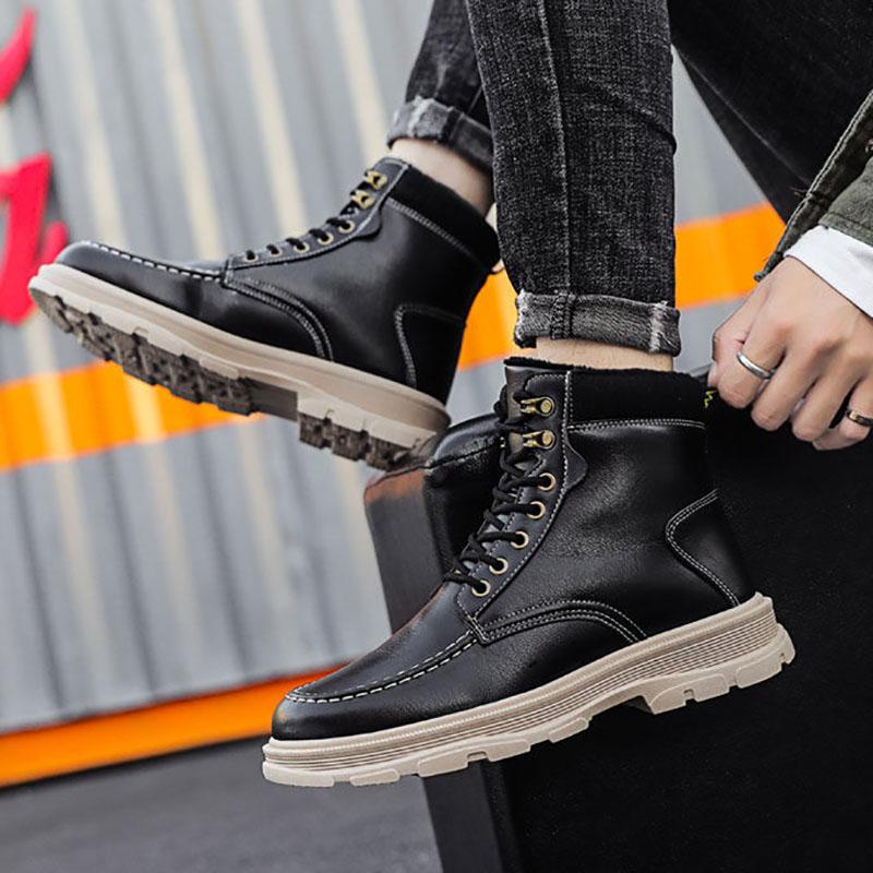 Martin Boots Men's Winter British Style Korean Tooling Shoes Wild Warm Men's Boots Plus Velvet High-top Cotton Shoes Trend Military Boots