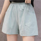 Plain Elastic Waistband Casual Shorts with Pocket Summer Loose Comfy A-line Mid Pants Ladies
