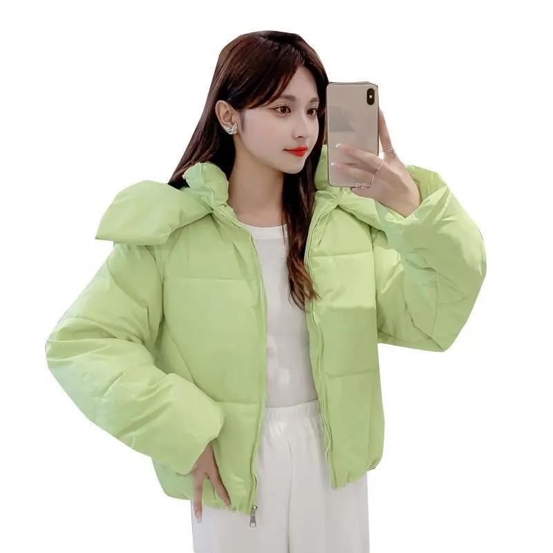 Chic Hooded Cotton Padded Women Parkas  Winter Warm Loose Solid Thicken Female Coats Ladies Zippers Outwear