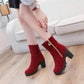 Winter Warm Mid-tube Women's Boots Korean Style High-heeled Thick-heeled Martin Boots Frosted Short Boots Women's Shoes