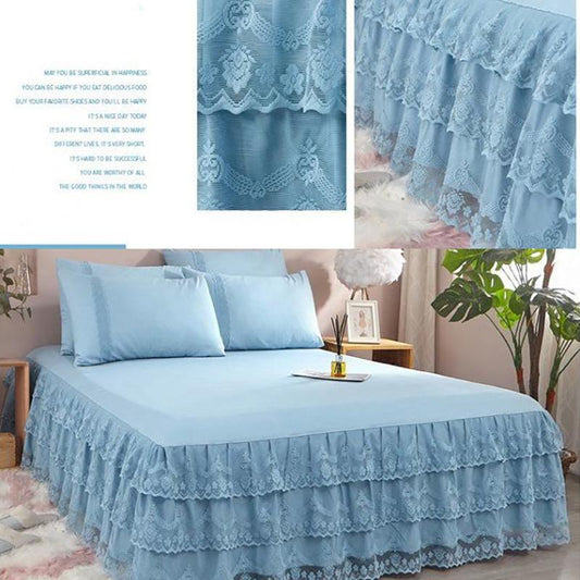 Princess Style Bed Sheet Skirt Three-piece Suit Double Bedspread Protector