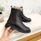 Winter Boots Women Black White Leather Boots Gothic Platform Shoes Fashion Ankle Booties Flat Woman Warm Fur Boots
