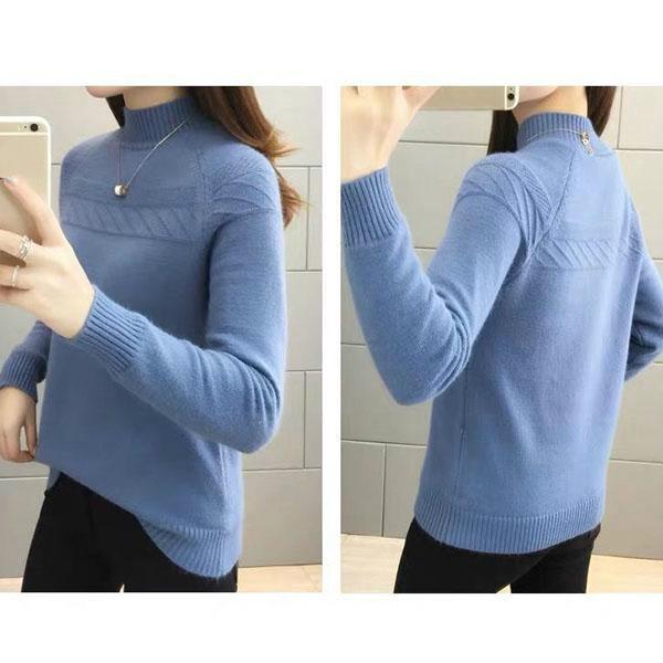 Women's high-necked Sweater Short Loose Thickened Pullover Sweater Fall/Winter Knit Jumper Bottoming Shirt