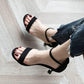 Heel Women Ankle Strap Gladiator Sandals Women's Summer Shoes Fashion Female Sandilas Cover Heel Flock Party Shoes