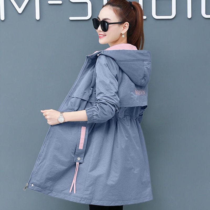 Autumn and Winter Plus Velvet Mid-length Overcoat Women's Slim  All-match Hooded Parka Jacket Female Flocking Trench Coat
