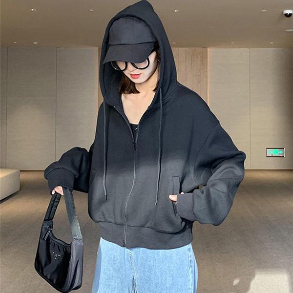 Autumn/winter Hooded Short Sweater High Waist Cropped Long-sleeved Cardigan