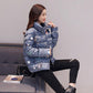 Women's Winter Short Padded Coat Autumn and Winter Thickening All-match Printed Padded Coat Warm Parka Jacket