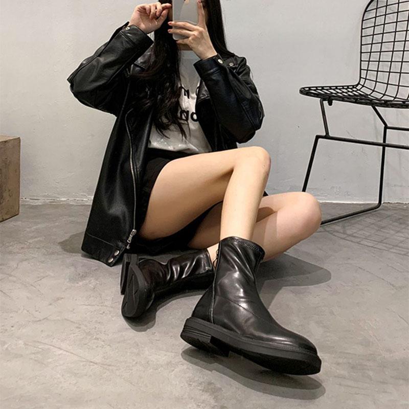 Martin Boots 2021 Autumn Plus Velvet Autumn and Winter Korean Style Single Boots Mid-tube Small Short Boots Women