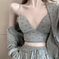 3PCS Ladies Leisure Suit Sports Three-piece Temperament Jacket + Age Reduction Sling + Loose Wide Leg Pants Jogging Pajamas Girls Athletic Clothing