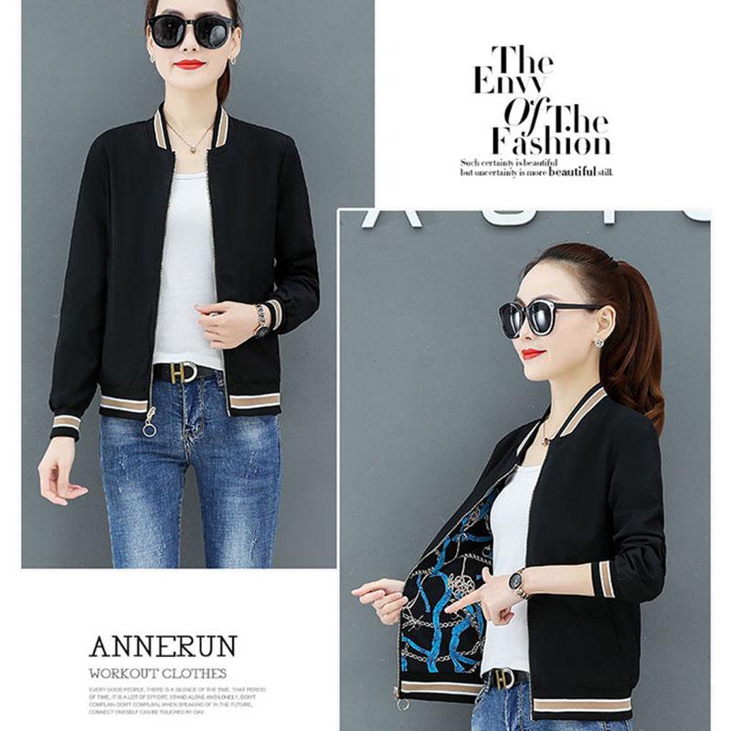 Spring and Autumn Loose Two-sided Short Baseball Uniform Oversized Jacket Jacket Jacket Women