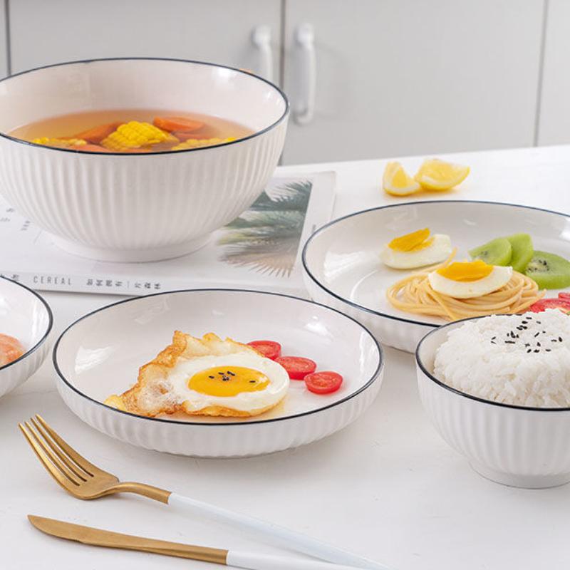 Japanese-style Ceramic Dishes Set Ins Style Simple Dishes Net Red Tableware Personality Household Dining Tableware Combination