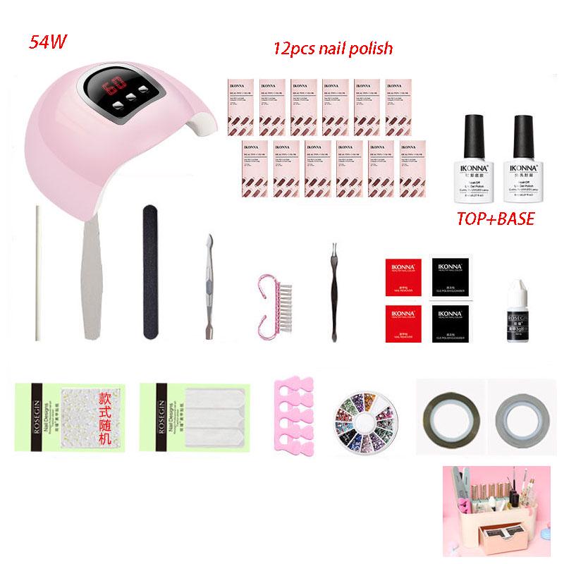 Gel Nail Polish Starter Kit with 54W LED UV lamp Nail Dryer set  Manicure set Nail Tools