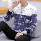 Autumn and Winter Men's Sweater Round Neck Padded Sweater Color-blocking Long-sleeved Jacket