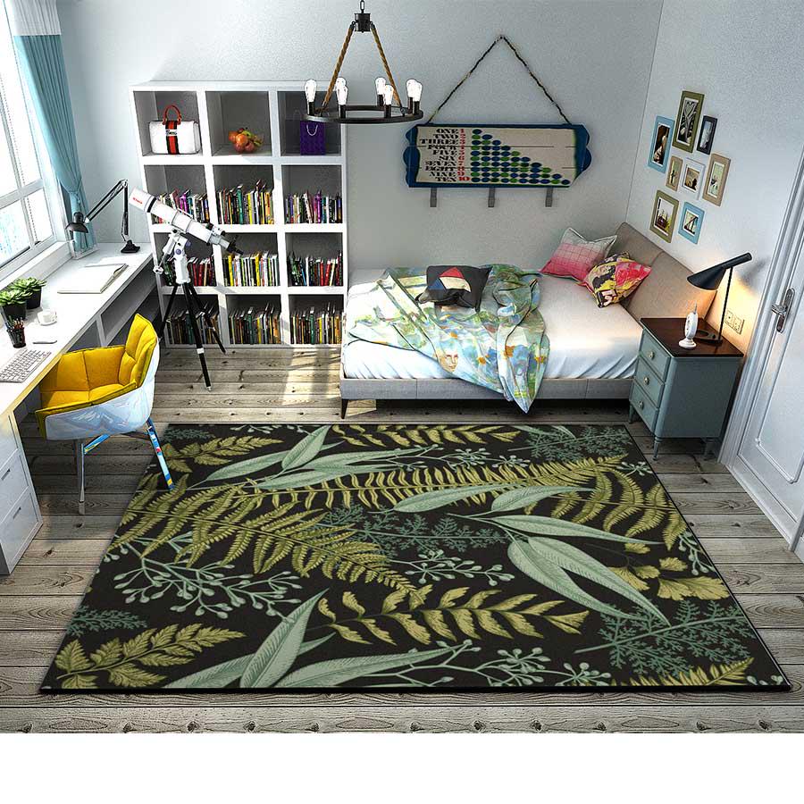 Green Leaves For Living Room Home Bedroom Rugs Carpets Coffee Table Floor Mat Study Soft Carpet Sofa