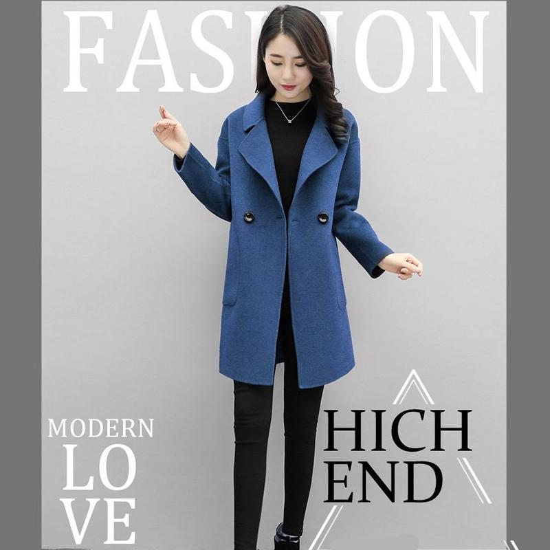 Autumn and Winter Women's Mid-length Woolen Coat Fashionable Large Size Woolen Coat Loose Small Woolen Coat