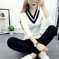 V-neck Short Sweater Autumn and Winter Pullover Slim Top Fashion Knitted Women Sweater