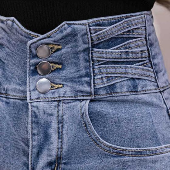 Korean Style Super High Waist Denim Shorts Women Summer All-match Loose Wide-leg Pants