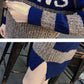 Autumn and Winter Mid-length Knit Sweater Letter Stripe Bottoming Dress Loose Pullover Long Sleeve Sweater