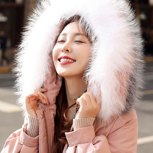 Woman's Cotton Clothing Long Sleeve Warm Jacket Fashion Large Size Down Jacket Winter Big Fur Collar