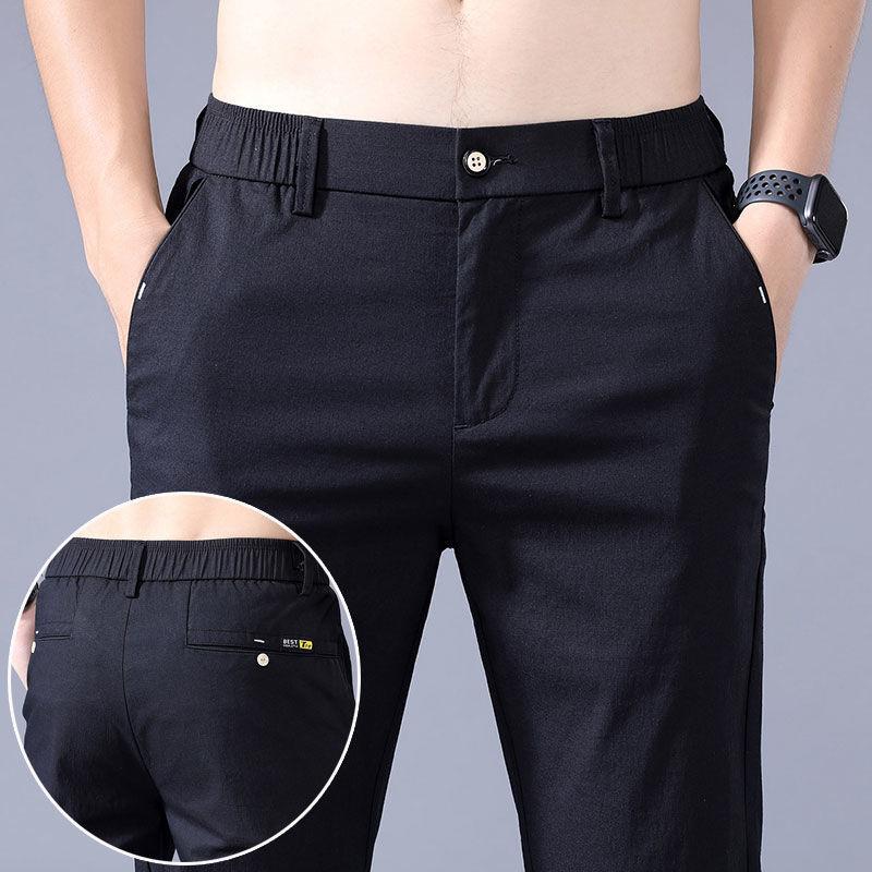 Ice Silk Ultra-thin Breathable Loose Casual Pants Men's Trend of Wild Was Thin Spring and Summer Stretch Straight Long Pants