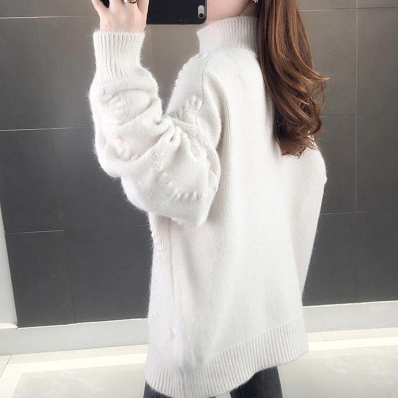 Autumn Winter Thick Sweater Women Knitted Ribbed Pullover Sweater Long Sleeve Turtleneck Jumper Soft Warm