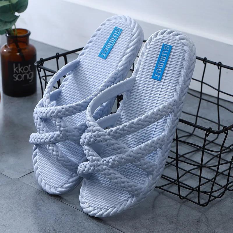 Women's Summer Slippers Soft Bottom Indoor Mute Non-slip Household Bathroom Slippers Large Size Deodorant Couple Slippers