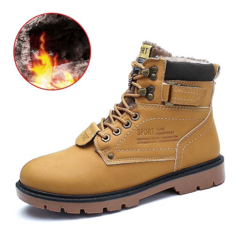 Men's Winter Leather Men Waterproof Snow Boots Leisure Boots Retro Shoes for Men Big Size 39-46