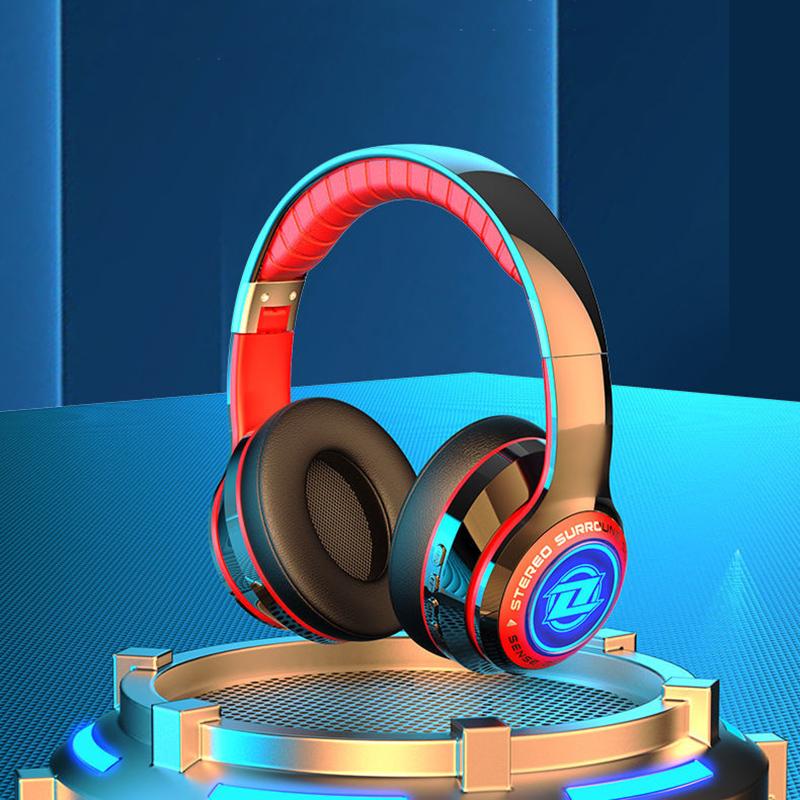 Luminous Bluetooth Headset Head-mounted Subwoofer Plug Cartoon Computer Mobile Phone Wireless Sports Game Headset Universal