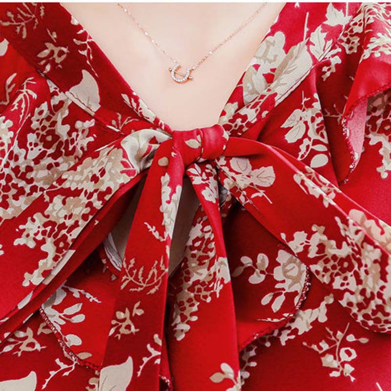 Women's Summer Short Sleeve Chiffon Shirt Loose Floral Top