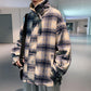 Plus Velvet Plaid Cotton Clothing Men's Thickened Thermal Coat Loose Cotton Coat Men's Jacket Loose Stand Collar Long-sleeved Coat
