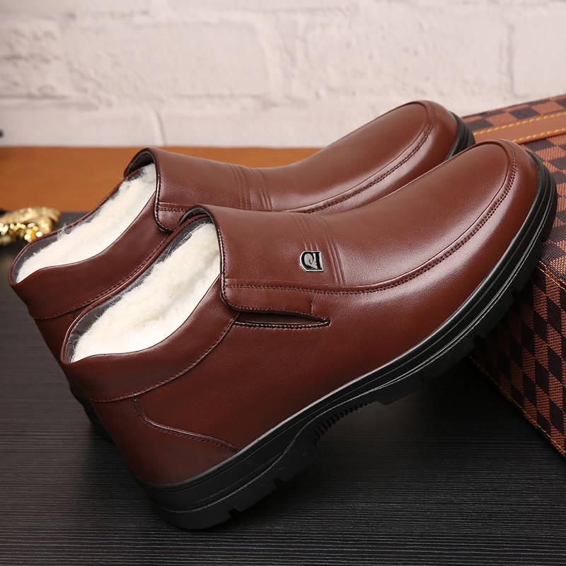 Men Leather Shoes Winter Boots Warm Snow Men Boots Ankle Boots for Men Business Dress Shoes Men