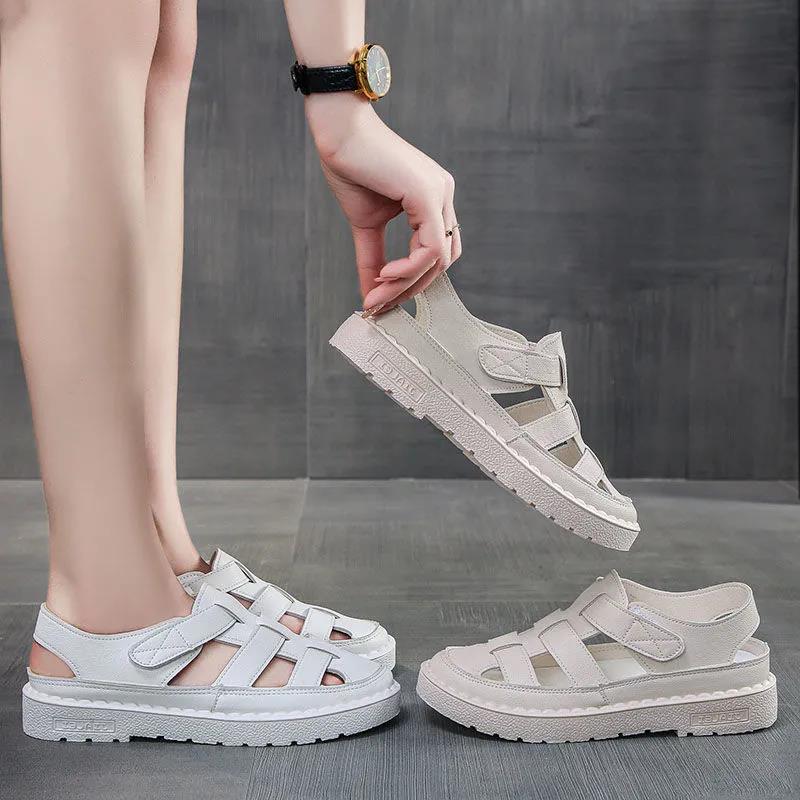 Summer Women's Sandals Fashion Outer Wear Baotou Hole Shoes Hollow Women's Shoes Beef Tendon Soft Bottom Beach Shoes Women