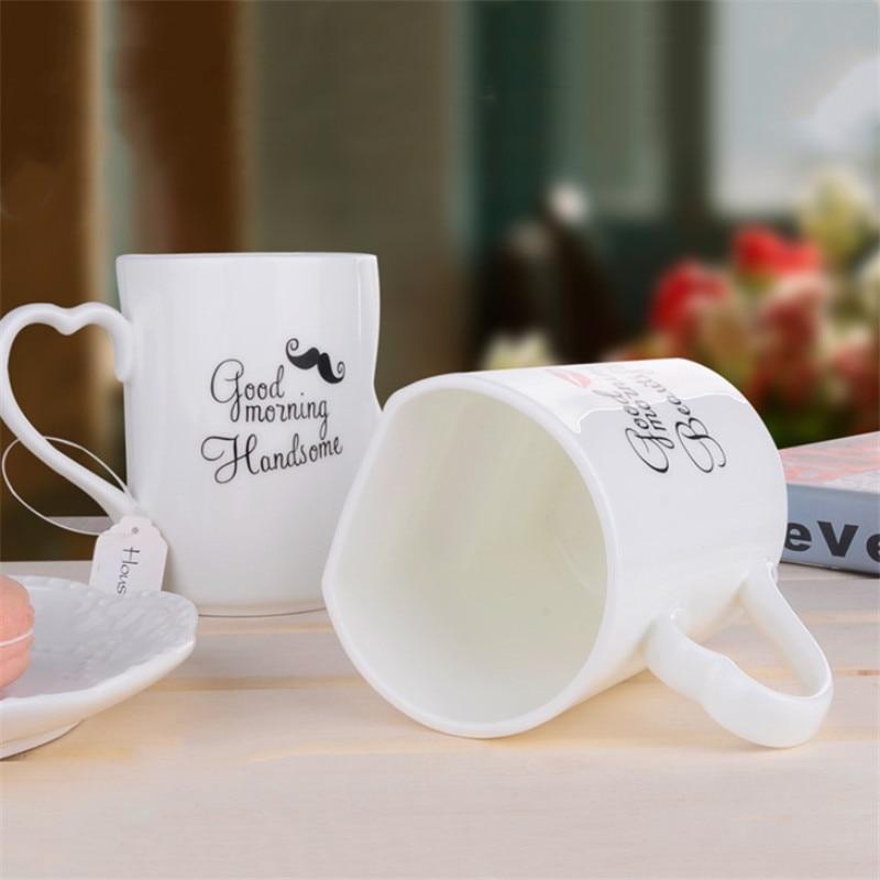 2Pcs/Set Creative Coffee Mugs Couple Water Cup Ceramic Fashion Kiss Teacup Milk Mug Valentine's Day Birthday Wedding Gifts