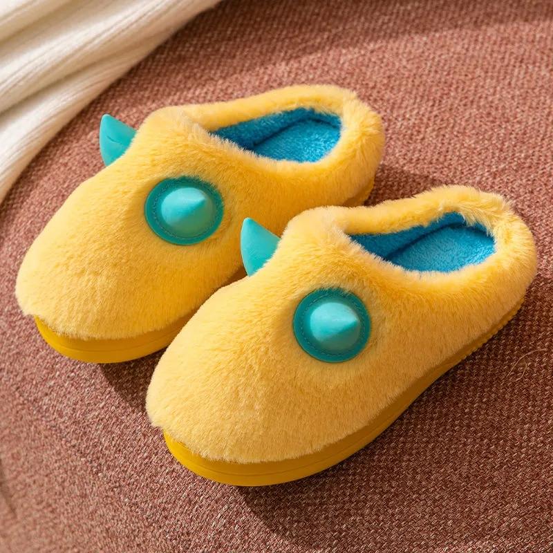 Children's Cotton Slippers Autumn Winter Indoor Warmth Non-slip Cute Baby Half-coated Slippers for Girls