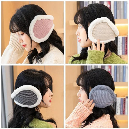 Women's Winter Earmuffs Ear Warmer Solid Color Plaid Ear Pad Korean Style Cute Earbags Earwarmer Ear Muff Plush Ear Cover Protection